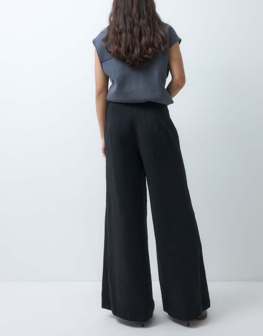 ASOS DESIGN pantalon palazzo ajusté taille haute avec détail corset noir, 5 de 5