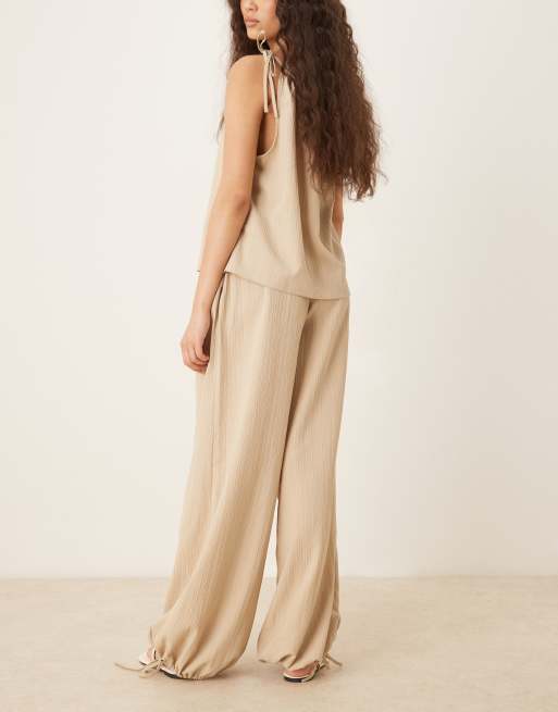 ASOS DESIGN - Pantalon palazzo d'ensemble à enfiler - Taupe, 3 de 4
