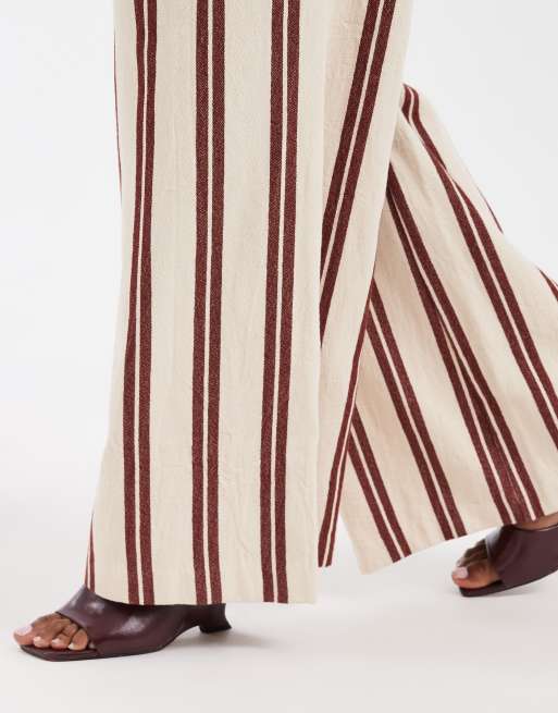 ASOS DESIGN - Pantalon palazzo large à rayures avec taille haute - Rouge, 5 de 5