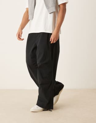 ASOS DESIGN - Pantalon parachute en popeline - Noir