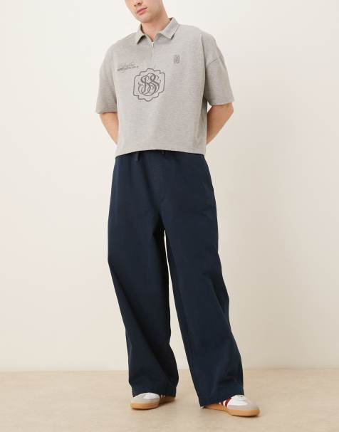 ASOS DESIGN - Pantalon parachute oversize avec cordon - Bleu marine - view 1
