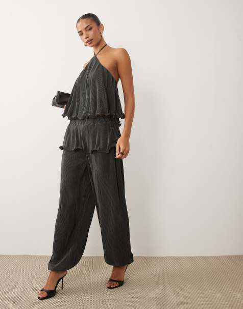 ASOS DESIGN - Pantalon plissé coupe boule à jupe superposée - Anthracite - view 1