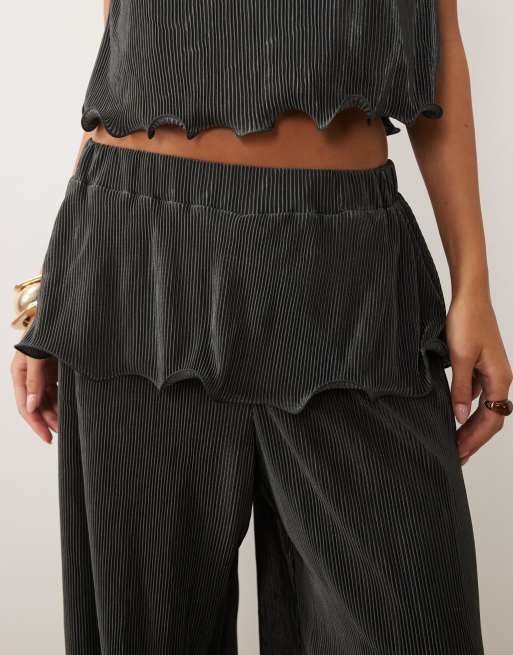 ASOS DESIGN - Pantalon plissé coupe boule à jupe superposée - Anthracite, 3 de 5