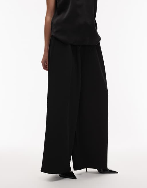 ASOS DESIGN - Pantalon près du corps coupe ultra ample en sergé avec liens noués à la taille - Noir, 2 de 5