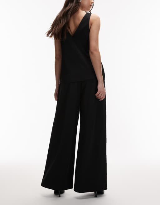 ASOS DESIGN - Pantalon près du corps coupe ultra ample en sergé avec liens noués à la taille - Noir, 3 de 5