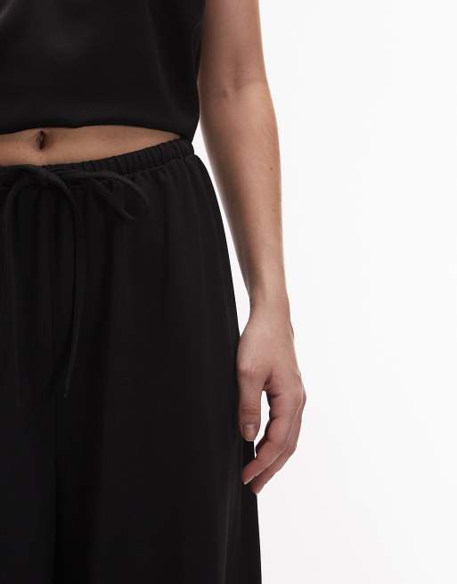 ASOS DESIGN - Pantalon près du corps coupe ultra ample en sergé avec liens noués à la taille - Noir, 5 de 5
