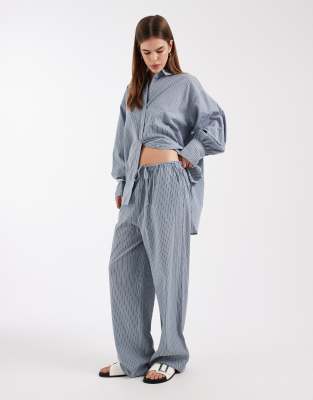 Pantalon rayé à enfiler - Bleu M