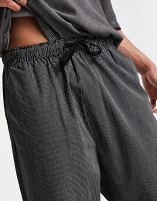 Pantalons et chinos Pantalon rayé à entrejambe bas et taille élastique - Noir