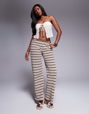 ASOS DESIGN - Pantalon rayé d'ensemble en maille à enfiler - Marron