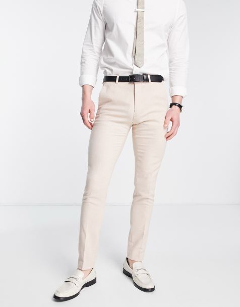 ASOS DESIGN - Pantalon skinny en laine mélangée tressée - Taupe - view 1