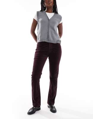 Pantalon skinny en velours côtelé - Prune-Rouge 36