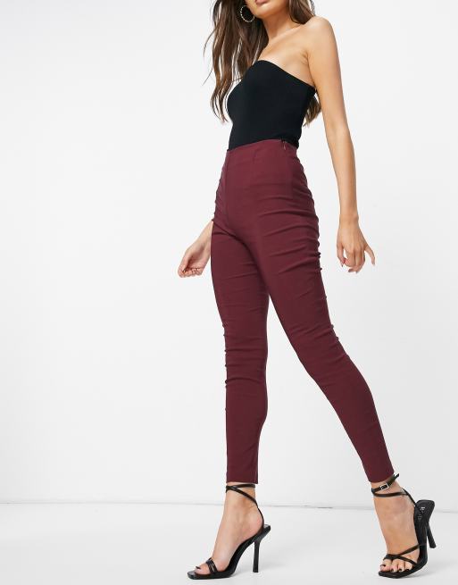 Pantalon bordeaux taille discount haute