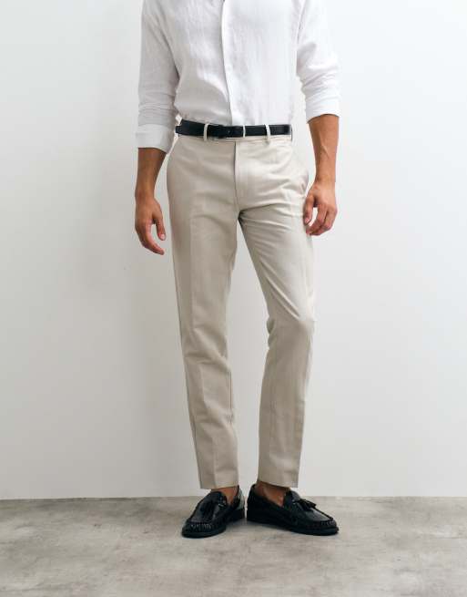 ASOS DESIGN - Pantalon slim ajusté en lin majoritaire - Taupe, 2 de 5