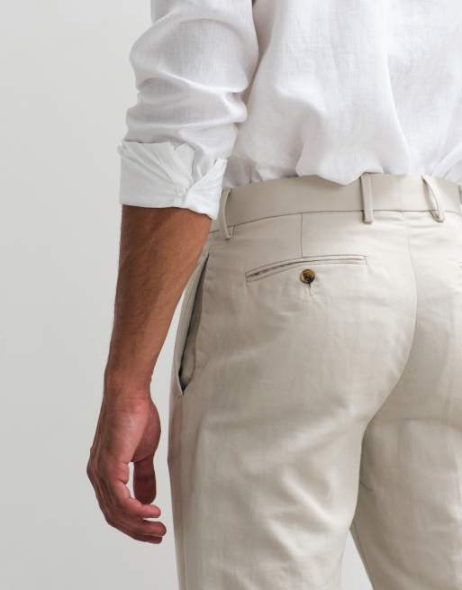 ASOS DESIGN - Pantalon slim ajusté en lin majoritaire - Taupe, 3 de 5