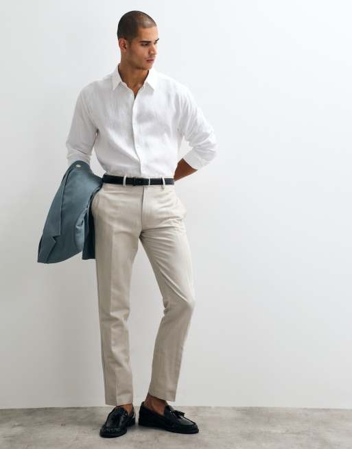 ASOS DESIGN - Pantalon slim ajusté en lin majoritaire - Taupe, 5 de 5