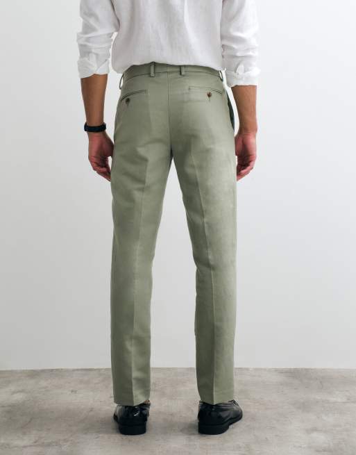 ASOS DESIGN - Pantalon slim ajusté en lin majoritaire - Vert sauge, 4 de 5