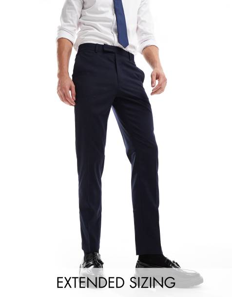 Pantalon Habillé Slim Fit Homme Bleu Marine à Rayures - PN605