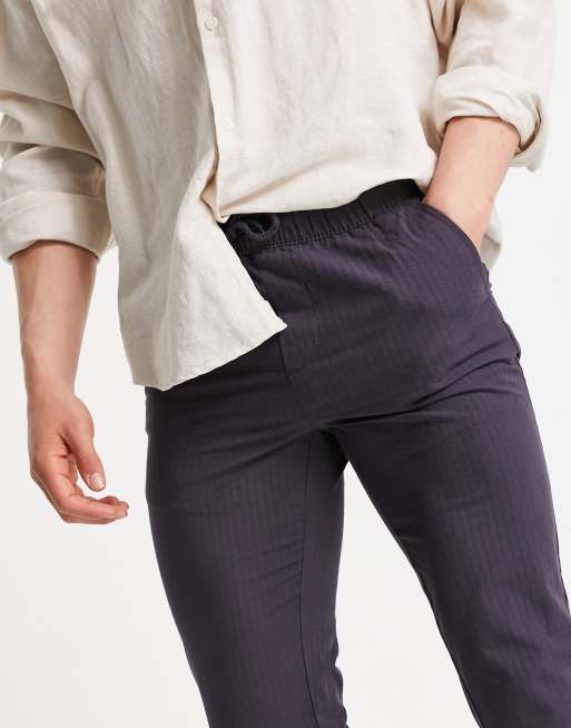 ASOS DESIGN - Pantalon slim en crépon avec taille élastique - Gris anthracite, 3 de 4