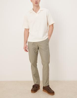 ASOS DESIGN - Pantalon slim en lin mélangé avec taille élastique - Kaki - view 1