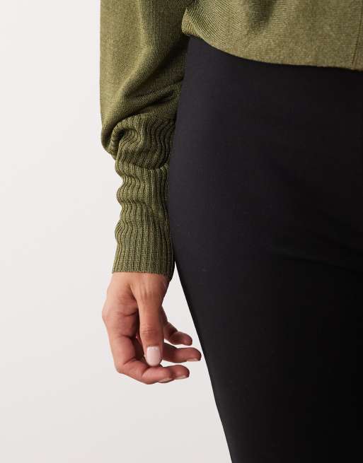 ASOS DESIGN pantalon slim évasé en ponte noir, 5 de 5
