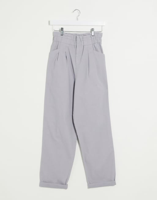 ASOS DESIGN - Pantalon style jogger à taille haute froncée - Gris