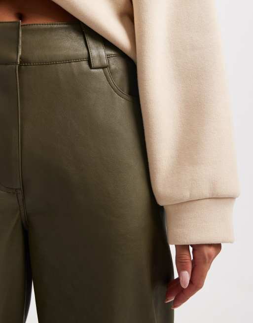 ASOS DESIGN - Pantalon taille basse imitation cuir coupe masculine - Vert , 5 de 5