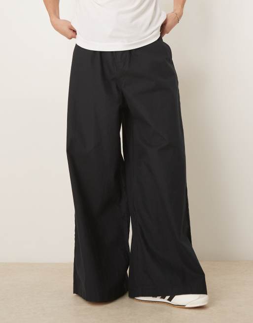 ASOS DESIGN – Superweite Hose aus Leinen-Mix in Schwarz