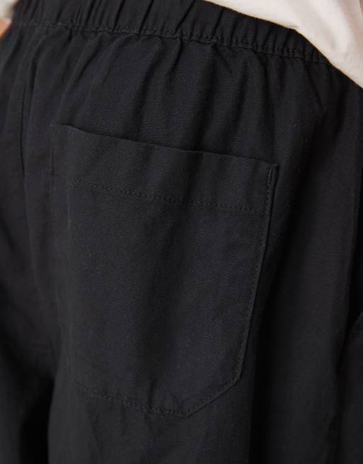 ASOS DESIGN – Superweite Hose aus Leinen-Mix in Schwarz