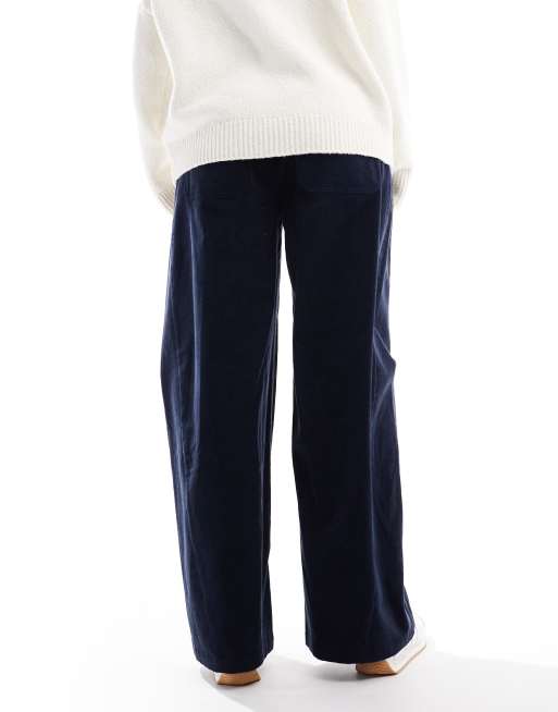 ASOS DESIGN - Pantalon ultra bouffant à fines côtes et coutures apparentes - Bleu marine, 4 de 5
