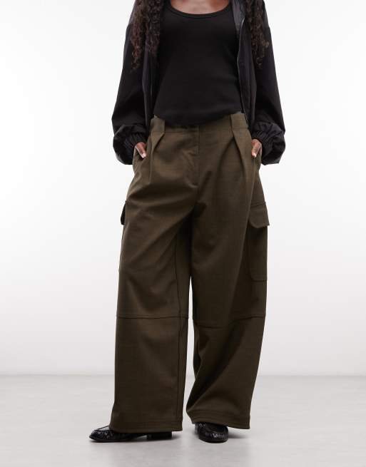 ASOS DESIGN pantalon utilitaire ajusté effet laine en marron, 2 de 5