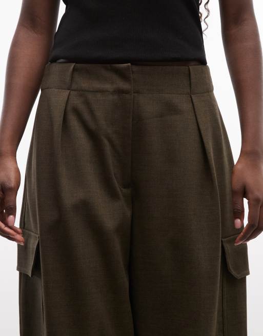 ASOS DESIGN pantalon utilitaire ajusté effet laine en marron, 4 de 5