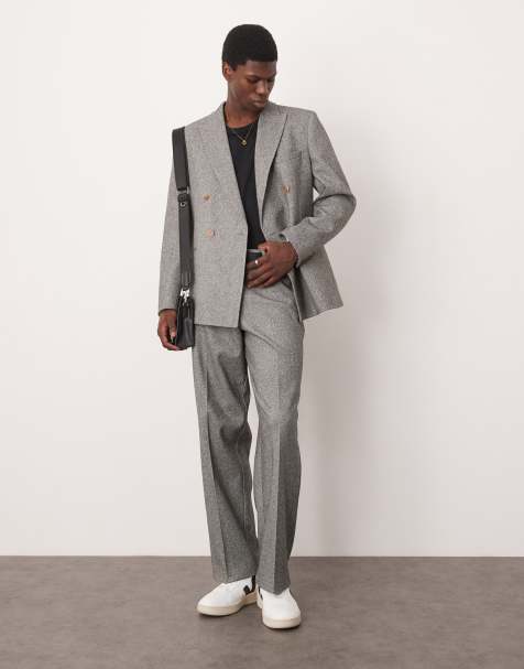 ASOS DESIGN - Pantalon van zware stof met wijde pijpen in grijs - view 1