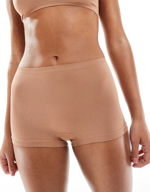 ASOS DESIGN - Pantaloncini a coste senza cuciture colore Sienna chiaro
