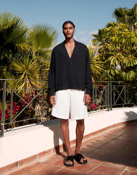 ASOS DESIGN - Pantaloncini a fondo ampio eleganti bianchi con pieghe sul davanti - view 1