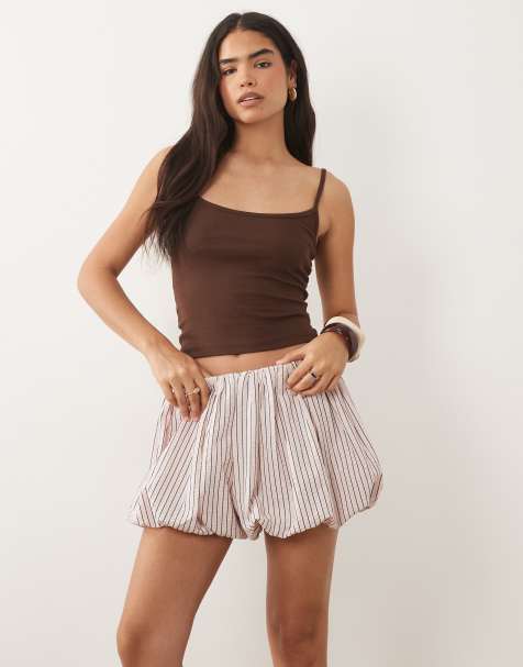 ASOS DESIGN - Pantaloncini a palloncino rosa e marroni a righe - view 1