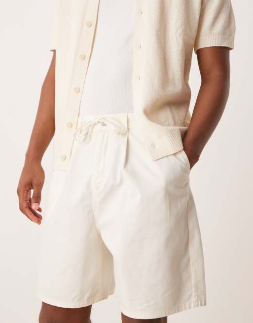 ASOS DESIGN - Pantaloncini a pieghe ampi taglio medio bianchi con coulisse, 4 di 5