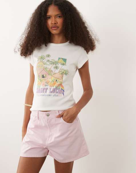 ASOS DESIGN - Pantaloncini a vita alta rosa - view 1