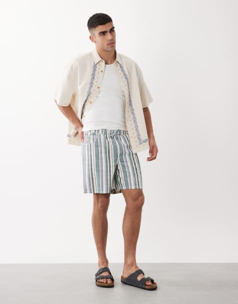 ASOS DESIGN - Pantaloncini ampi di media lunghezza elasticizzati a righe - view 1