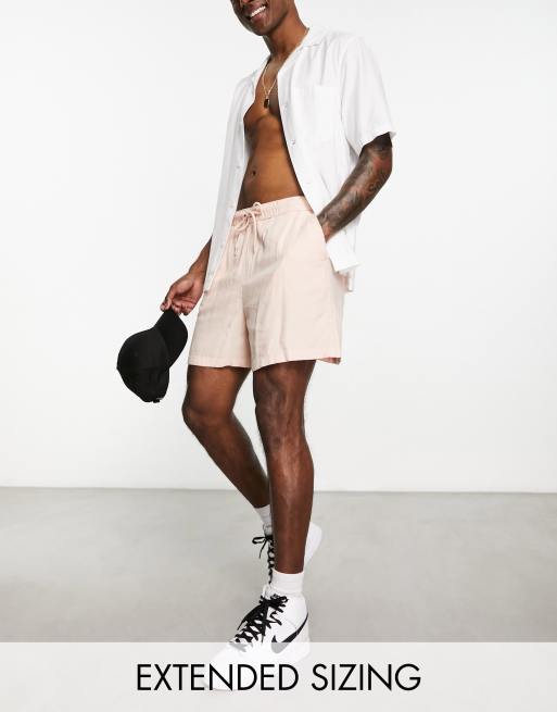 ASOS DESIGN - Pantaloncini ampi in lino rosa taglio corto