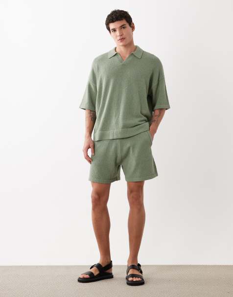 ASOS DESIGN - Pantaloncini ampi in maglia bouclé verde salvia in coordinato - view 1