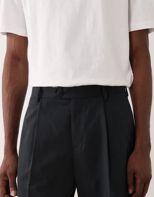 ASOS DESIGN - Pantaloncini ampi sartoriali in twill neri con risvolto, 5 di 5