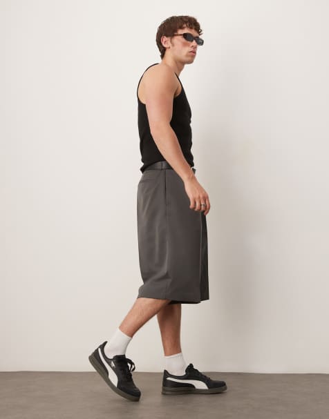 ASOS DESIGN - Pantaloncini bermuda eleganti oversize grigio scuro con pieghe sul davanti - view 1