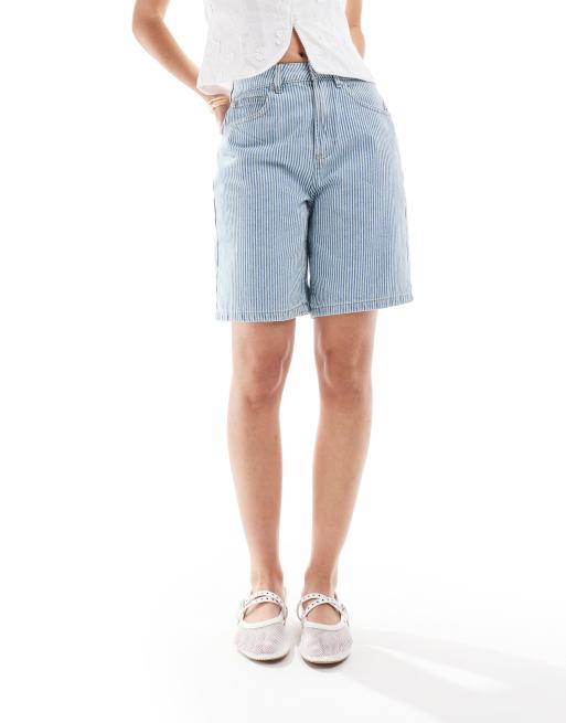 ASOS DESIGN - Pantaloncini bermuda in denim azzurro a righe in coordinato, 3 di 5