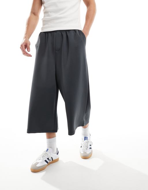 ASOS DESIGN - Pantaloncini bermuda lunghi in tessuto scuba grigi