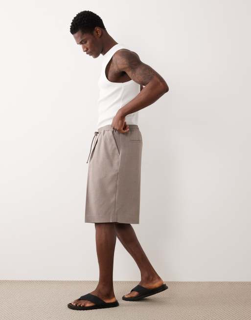 ASOS DESIGN - Pantaloncini bermuda sartoriali marrone visone, 3 di 5