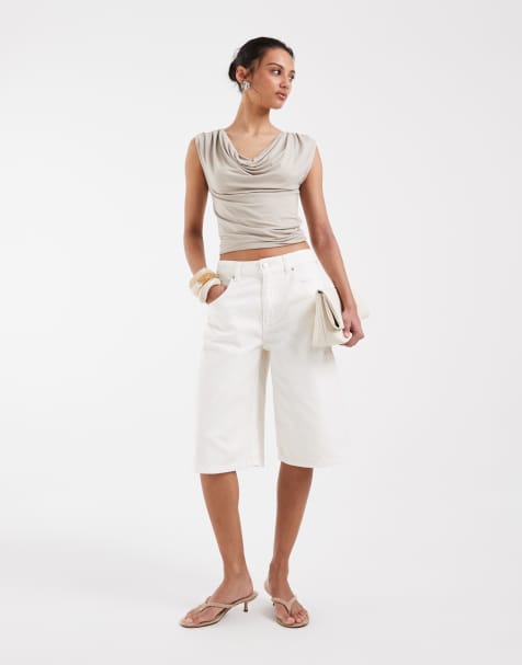 ASOS DESIGN - Pantaloncini bermuda taglio lungo bianchi - view 1
