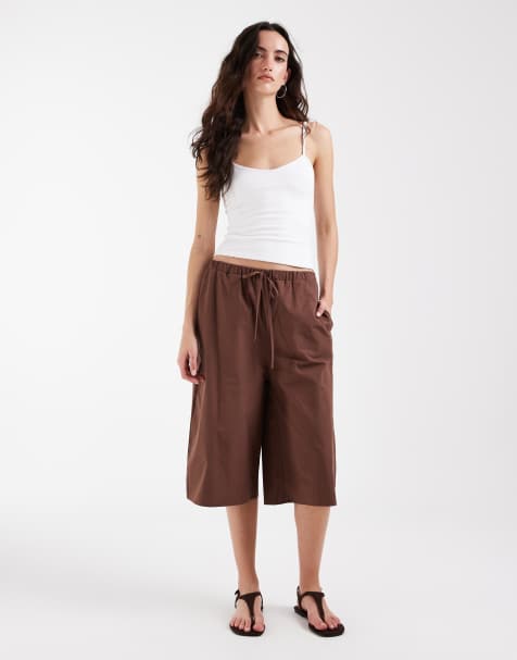 ASOS DESIGN - Pantaloncini bermuda taglio lungo in cotone color cioccolato - view 1