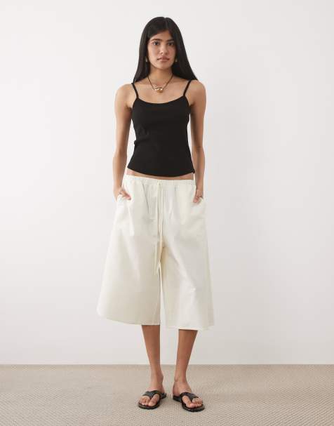 ASOS DESIGN - Pantaloncini bermuda taglio lungo in lino color avorio - view 1