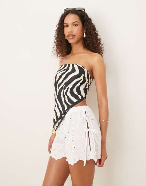 ASOS DESIGN - Pantaloncini bianchi in pizzo con bordi smerlati - view 1