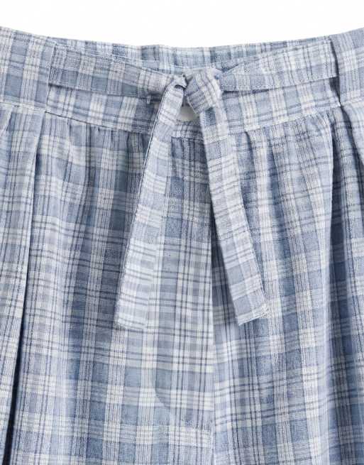 ASOS DESIGN - Pantaloncini blu a quadri con fondo a palloncino in coordinato, 9 di 9